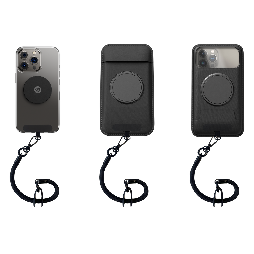 Compatibilidad del cordón de seguridad Shapeheart con placa metálica, funda clásica y funda para cámara