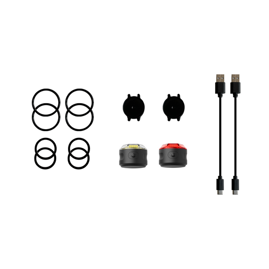 Contenido del pack – Mini luces magnéticas delantera y trasera Shapeheart