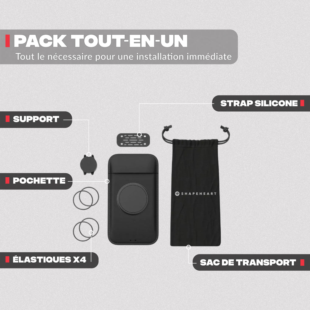 Contenido del pack – Soporte de teléfono para moto Shapeheart