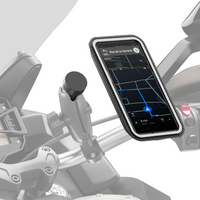 Soporte de teléfono para moto con adaptador esférico que ofrece un ajuste óptimo para un posicionamiento preciso