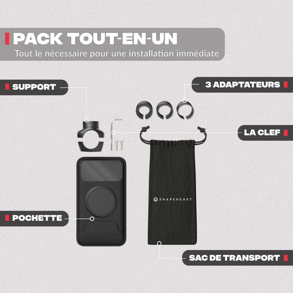 Contenido del pack – Soporte de teléfono para moto PRO Shapeheart