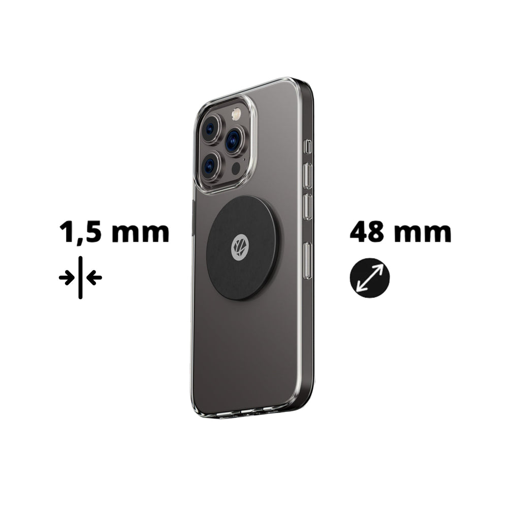Dimensiones de la placa metálica Shapeheart: 1,5 mm de grosor y 48 mm de diámetro