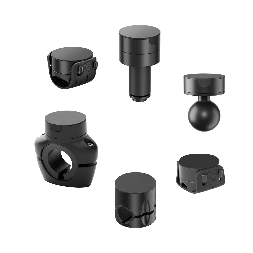 Soportes Shapeheart para manillar de bicicleta/moto, sólidos y versátiles, adaptados a diferentes necesidades.