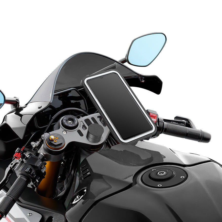 La funda es compatible con todos los soportes de moto Shapeheart. Absorbe el 50% de las vibraciones